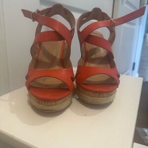 Charles David Deep Orange Espadrille Shoes with Adjustable Strap